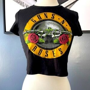 Guns and roses Black Crop Top